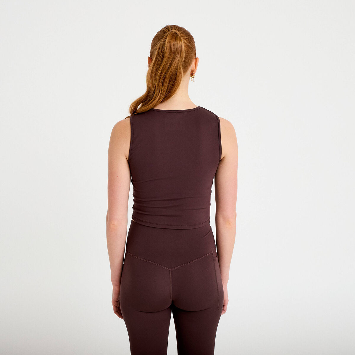 D&eacute;bardeur col rond activewear marron fonc&eacute; femme