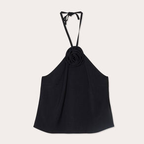Caraco détail fleur noir femme