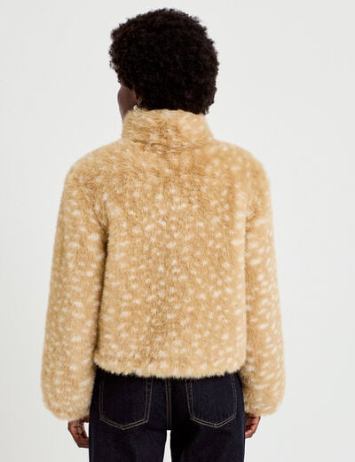 Veste cropped ajustable manches longues beige femme