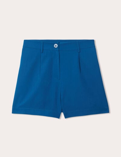Short ajusté avec pinces bleu canard femme