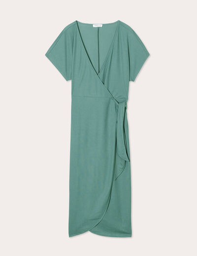 Robe midi portefeuille vert foncé femme