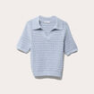 Polo manches courtes ajouré denim snow gris femme