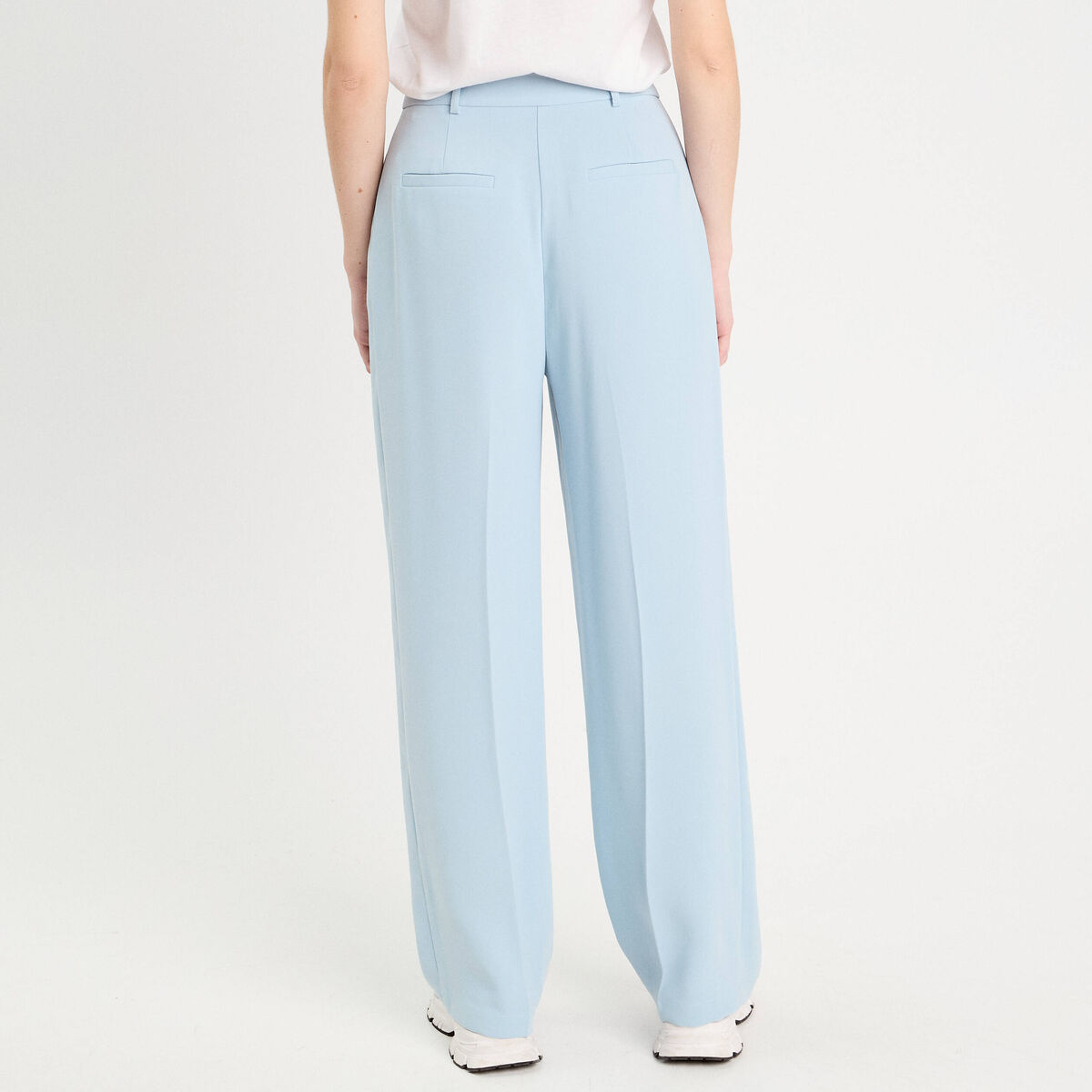 Pantalon large pinces bleu clair femme