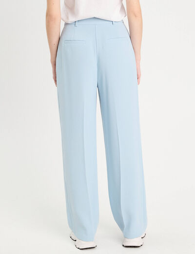 Pantalon large pinces bleu clair femme