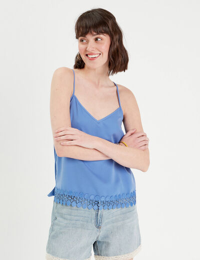 Débardeur bretelles fines bleu femme