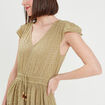 Robe longue évasée plumetis vert pastel femme