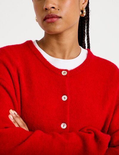 Gilet manches longues rouge femme