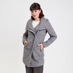 Manteau cintr&eacute; asym&eacute;trique gris fonc&eacute; femme