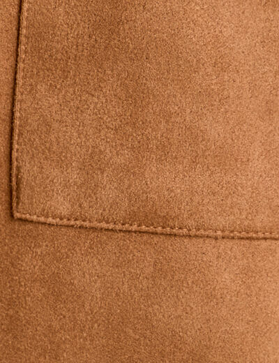 Veste suédine droite camel femme