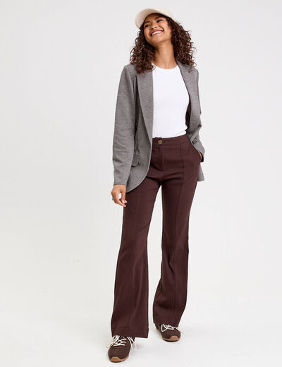 Pantalon bootcut stretch marron foncé femme