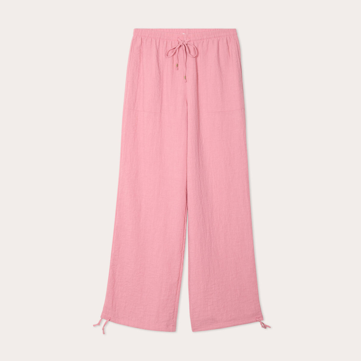 Pantalon large fluide vieux rose femme
