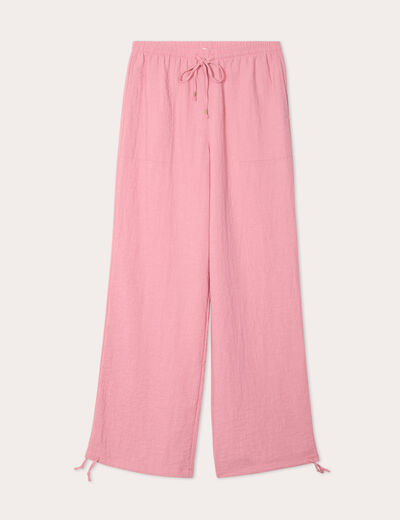 Pantalon large fluide vieux rose femme