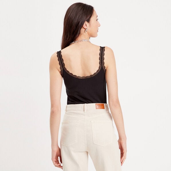 debardeur liseres dentelle noir femme Débardeur liserés dentelle noir femme