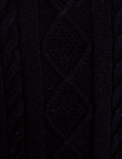 Pull avec torsades bleu marine femme