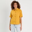 Chemise manches courtes contenant du lin jaune citron femme