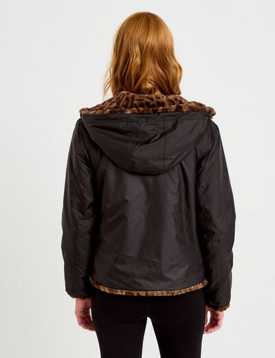 Parka r&eacute;versible &agrave; capuche noir femme