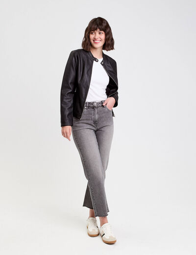 Veste droite zipp&eacute;e noir femme