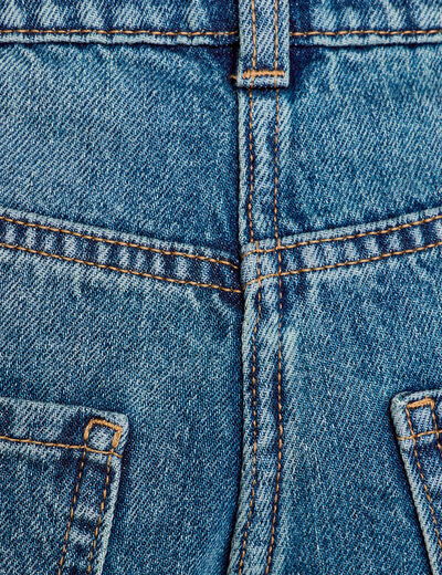 Jean barrel cropped taille standard denim double stone femme