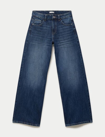 Jean wide leg taille standard denim stone femme