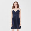 Robe évasée avec bretelles bleu marine femme