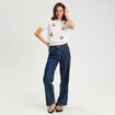 Pull manches courtes patchs ecru femme