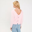 Pull d&eacute;collet&eacute; dos avec noeuds rose clair femme