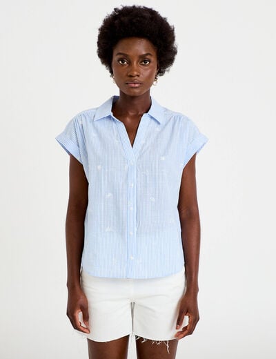 Blouse droite sans manches col rond blanc femme