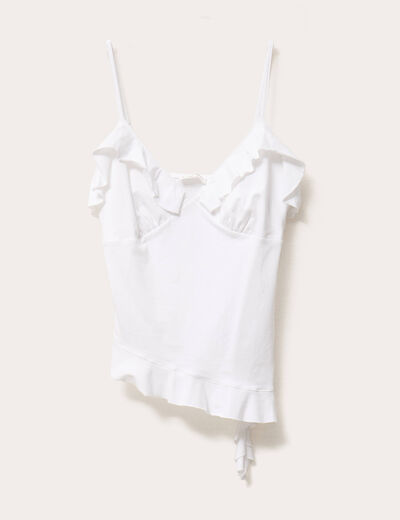 Débardeur asymétrique ecru femme
