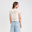 Blouse ajour&eacute;e d&eacute;collet&eacute; manches courtes ecru femme
