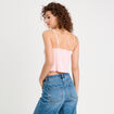 Débardeur cropped dentelle rose clair femme
