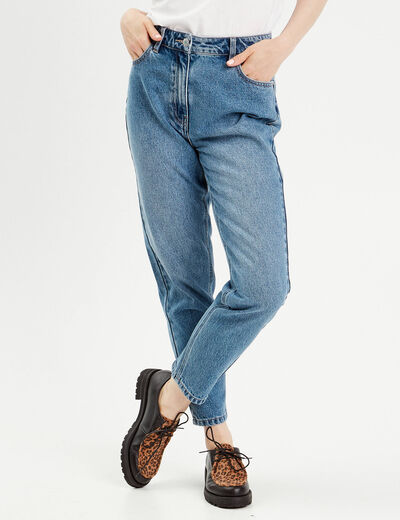 Jeans mom taille haute denim double stone femme