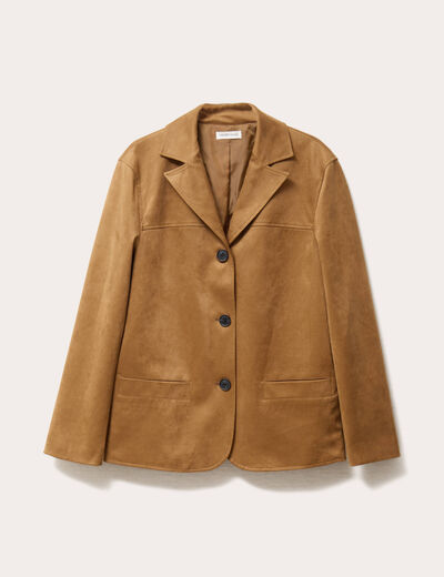 Veste blazer suédine marron femme