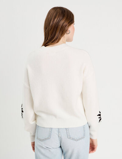 Pull manches longues ecru femme