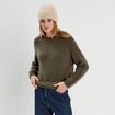 Pull manches longues vert kaki femme