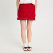 Jupe évasée effet macramé rouge femme