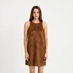 Robe courte droite sans manches marron femme