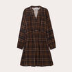 Robe évasée détails dentelle marron foncé femme