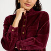 Robe &eacute;vas&eacute;e velours col montant bordeaux femme