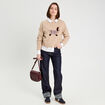 Pull manches longues et noeud beige femme