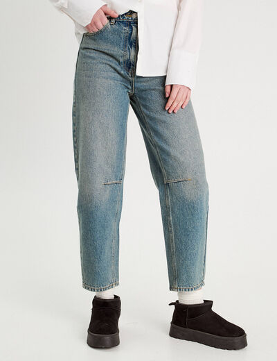 Jeans balloon denim double stone femme