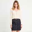 Gilet ajouré noué ecru femme