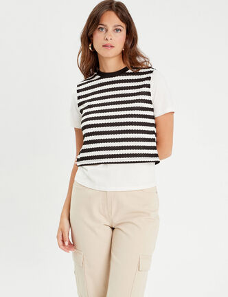 T-shirt 2-en-1 ecru femme