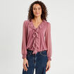 Blouse volants vieux rose femme