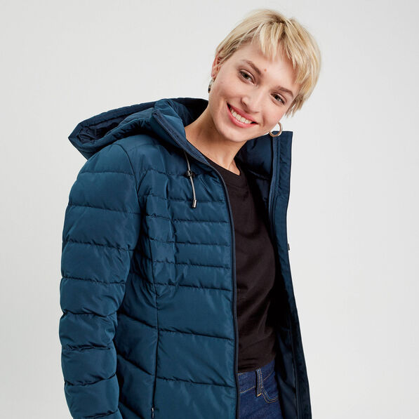 doudoune ajustee a capuche bleu marine femme Doudoune ajustée à capuche bleu marine femme