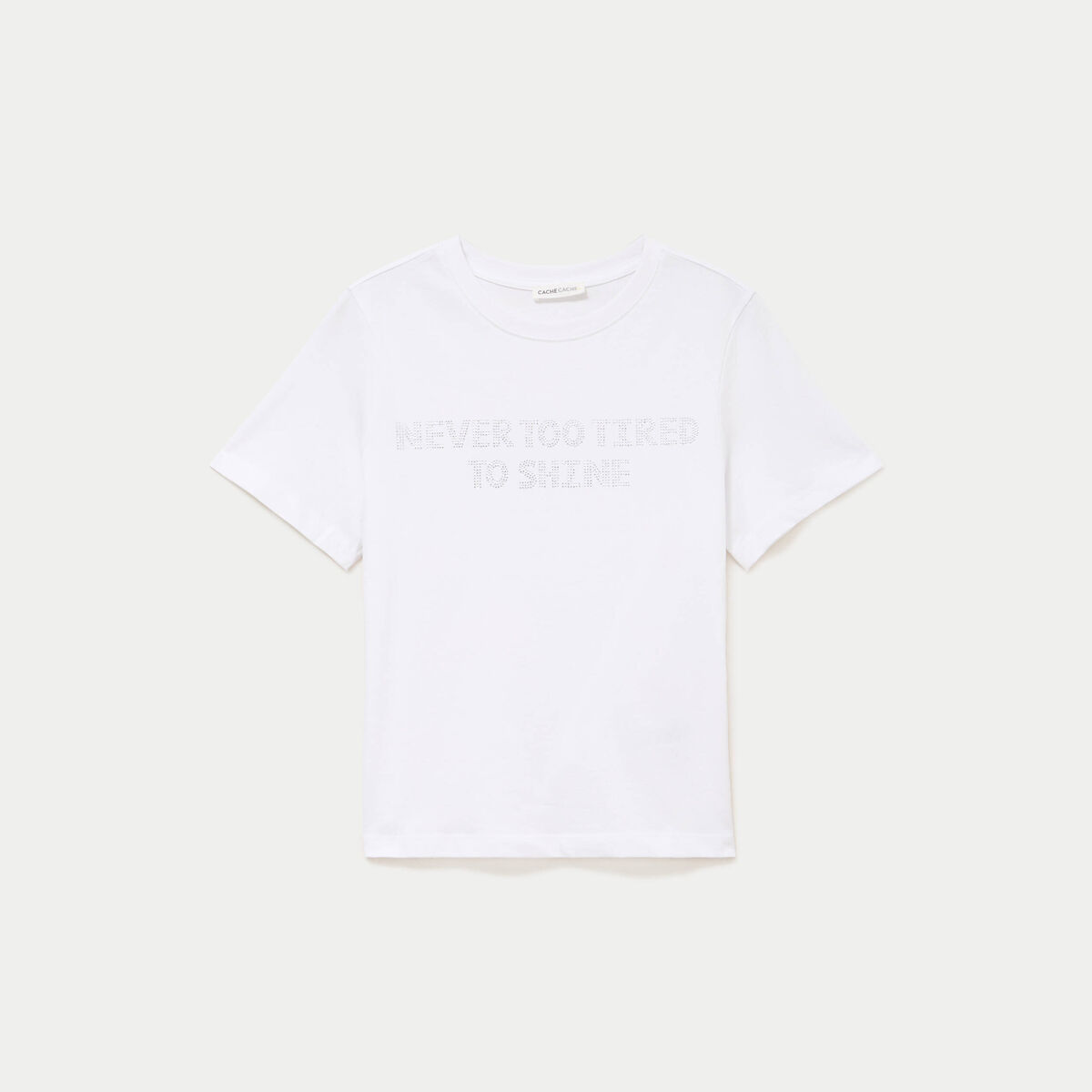 T-shirt col rond manches courtes blanc femme