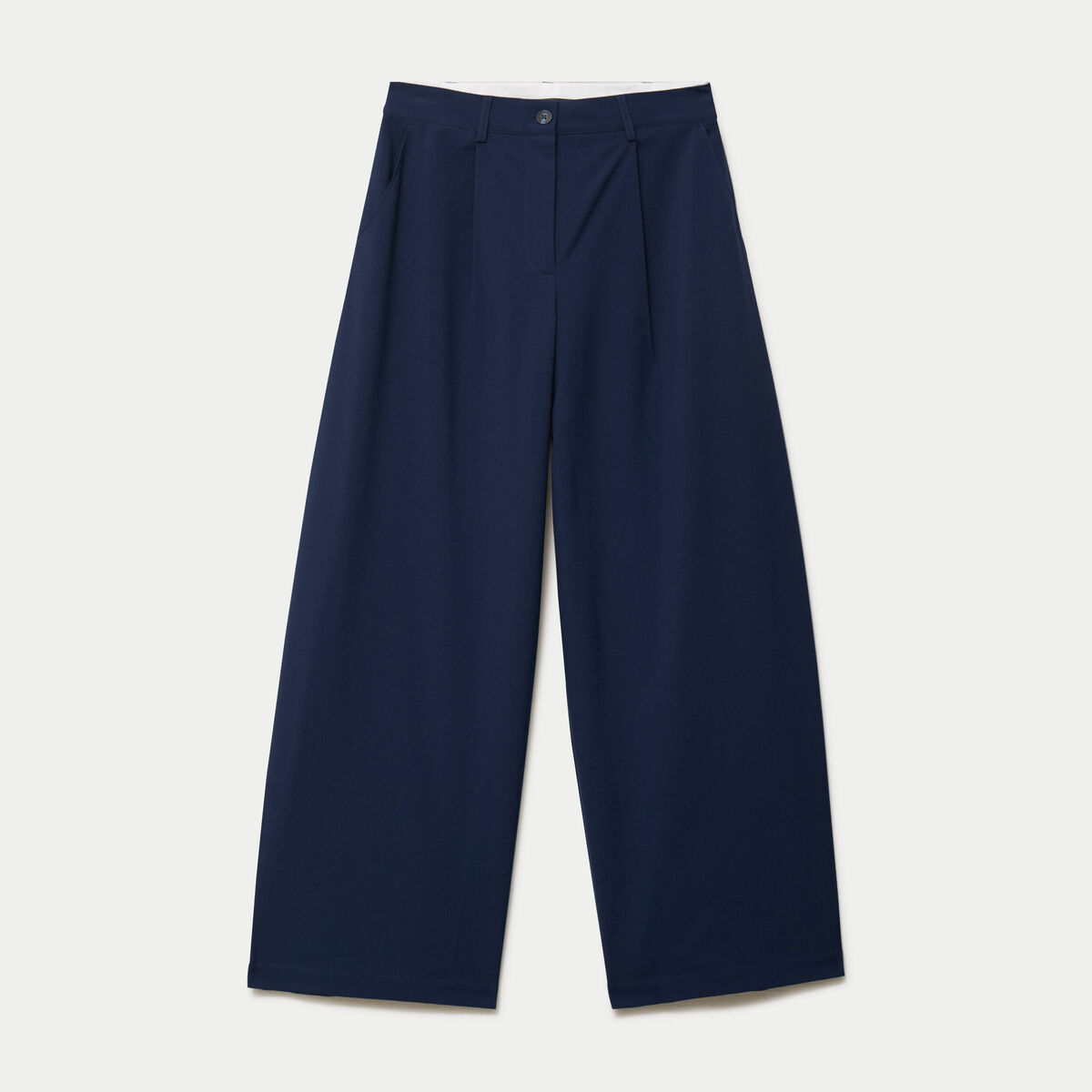 Pantalon barrel taille standard bleu marine femme