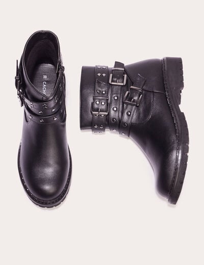 Bottines brides cloutées noir femme