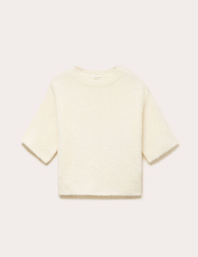 Pull manches courtes ecru femme