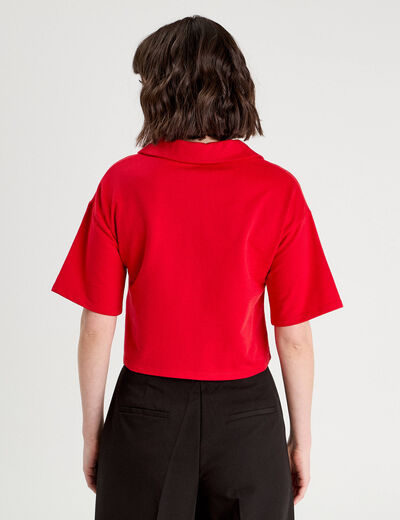 Polo avec patch brodé rouge femme