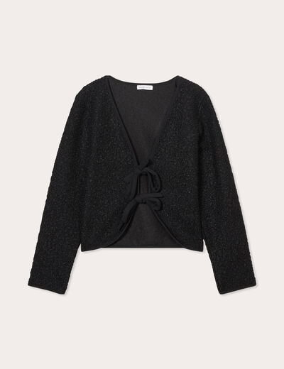 Gilet effet polaire noué noir femme